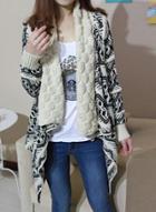 Oasap Turn Down Collar Long Sleeve Open Front Asymmetric Design Cardigan