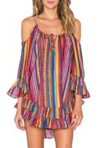 Oasap Women's Spaghetti Cold Shoulder Color Block Dress