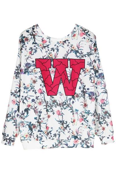 Oasap W Initial Loose Sweatshirt