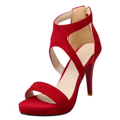Oasap Solid Peep Toe Stiletto Heels Sandals