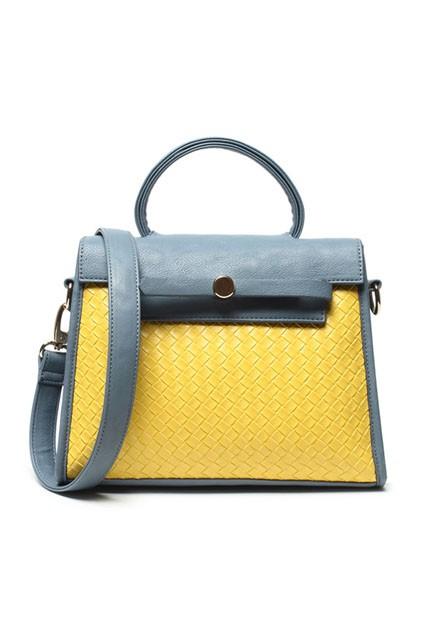 Oasap Contrast Colored Plaited Shoulder Bag