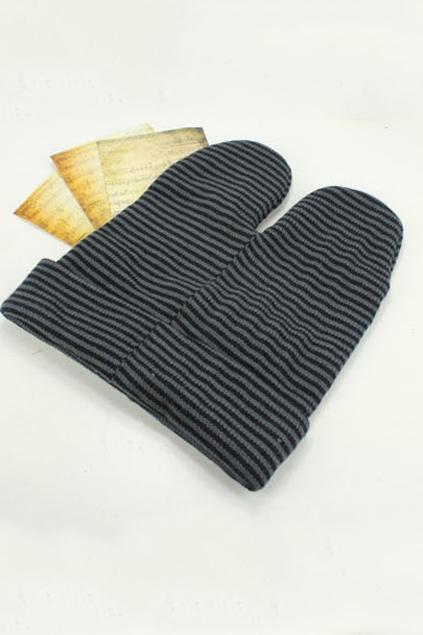 Oasap Striped Pattern Mickey Mouse Ear Beanie
