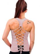 Oasap Back Lace-up Solid Skinny Tank