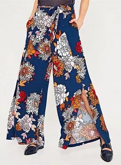 Oasap Bohemian Floral Print Wide Leg Pants