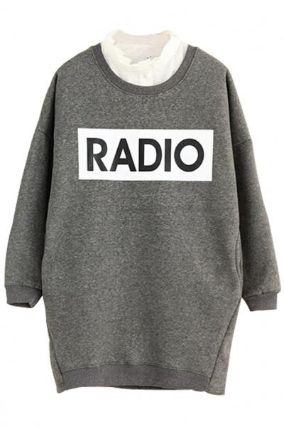 Oasap Chic Street Radio Long Sweatshirt