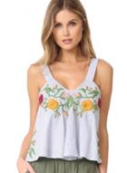 Oasap Floral Embroidery Stripped Slip Tank