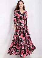 Oasap Women's Floral Graphic Side Slit Maxi Dress