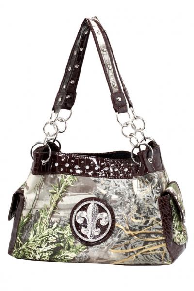 Oasap Camouflage Fleur-de-lis Accent Shoulder Bag Handbag