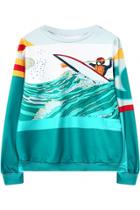 Oasap Chic Surf Pattern Loose Fit Sweatshirt