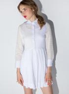 Oasap Women's Seam Cut Out Pleated Shirt Dress