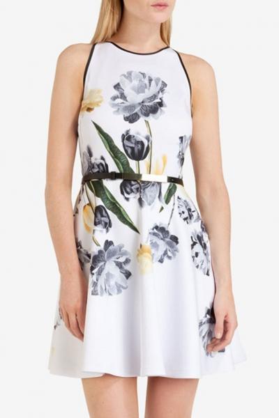 Oasap Elegant Wash Painting Print A-line Dress