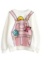 Oasap Cute Cartoon Overalls Pattern Pullover Sweatshirt