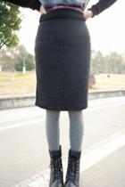 Oasap Black Medium Knitted Skirt With Fork Detail