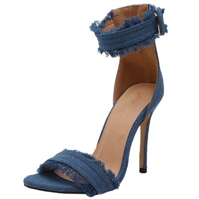 Oasap Peep Toe Stiletto Heels Buckle Sandals With Tassel