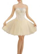 Oasap Sweet Rhinestone Trim Strapless A-line Dress