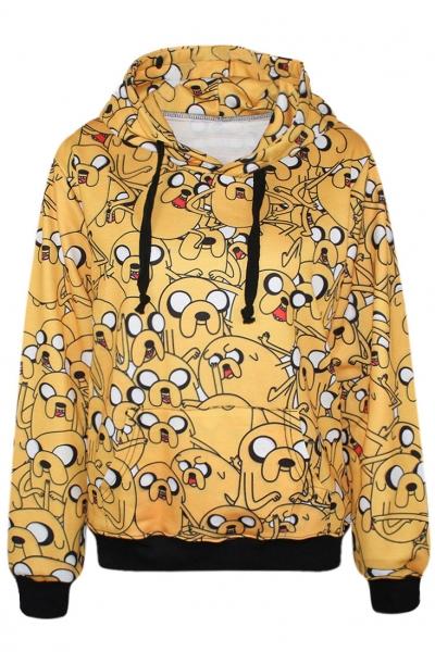 Oasap Cute Yellow Cartoon Print Hoodie