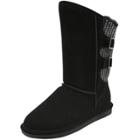 Oasap Women's Ribbed Knit Paneled Buckle Winter Tall Snow Boots
