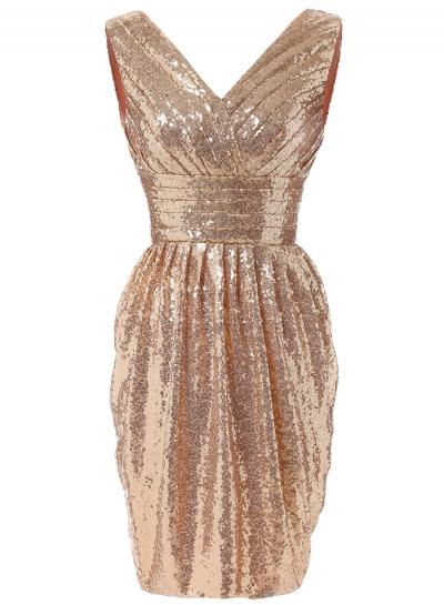 Oasap V Neck Sleeveless Sequins Cocktail Dress