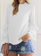 Oasap Fashion Ruffle Sleeve Solid Pullover Blouse