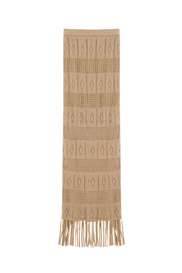 Oasap Cut-out Detail Tassels Hemline Ankle Length Skirt