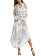 Oasap Women's Fashion Color Block Asymmetric Turn Down Collar Shirt Dress