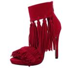 Oasap Fashion Peep Toe Tassel High Heels Sandals