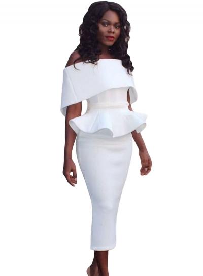 Oasap Fff Shoulder Bodycon Peplum Dress