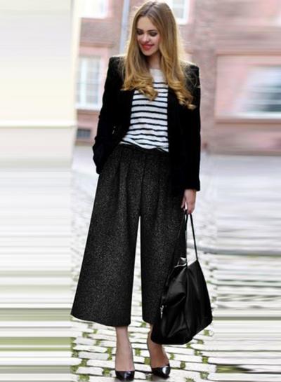 Oasap Fashion High Waist Loose Fit Wide-leg Pants
