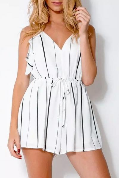 Oasap Stylish Striped Halter Neck Romper