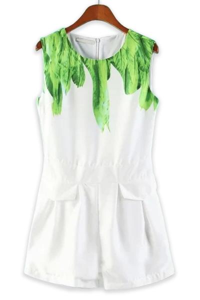 Oasap Green Feather Rompers