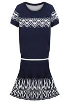 Oasap Tribal Top Mini Skirt Knit Matching Sets