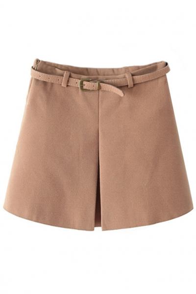Oasap Simple Fashion Split Back Belt Mini Skirt