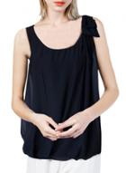 Oasap Women's Casual Solid Color Bow Decoration Summer Chiffon Tank