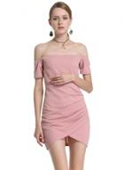 Oasap Off Shoulder Short Sleeve Irregular Bodycon Solid Dress