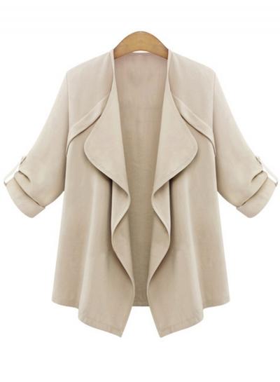 Oasap Lapel Open Front Long Sleeve Loose Jacket Coat