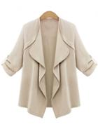 Oasap Lapel Open Front Long Sleeve Loose Jacket Coat