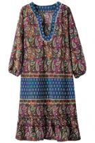 Oasap Paisley Print Plunging Neck Dress