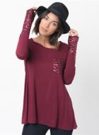Oasap Round Neck Long Sleeve Sequins Decoration Pullover Tee Shirt