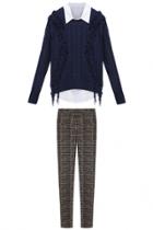 Oasap 3pcs Blouse Sweater Pants Matching Sets