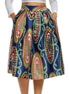 Oasap High Waist Paisley A-lined Midi Skirt