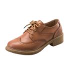 Oasap Vintage Round Toe Hollow Out Lace Up Brogue Shoes
