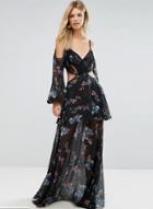 Oasap Off Shoulder Floral Print Slip Dress