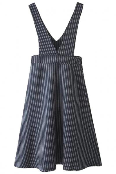 Oasap Sexy Plunging V Neck Striped A-line Mini Dress
