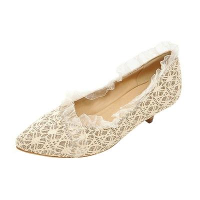 Oasap Pointed Toe Lace Low Heels Shoes
