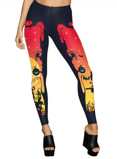 Oasap Fashion Halloween Ghost Printed Skinny Leggings