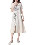 Oasap Women's Casual Short Sleeve Floral Embroidered Midi Dress