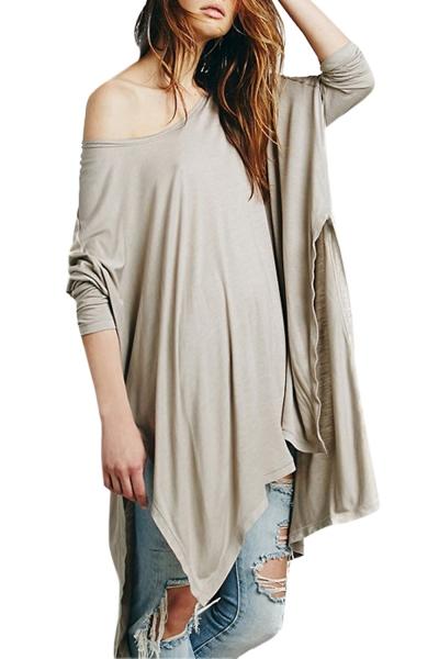 Oasap Women's Fashion Multi-way Sides Split Loose Cloak T-shirt