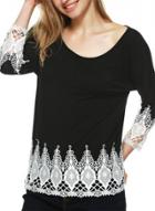 Oasap Fashion 3/4 Sleeve Lace Trim Pullover Tee