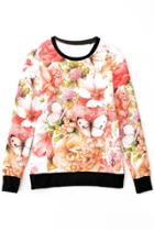 Oasap Floral And Butterfly Pattern Sweatshirt