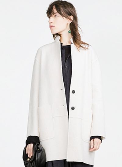Oasap Women's Wide-lapel Oversize Wool Coat